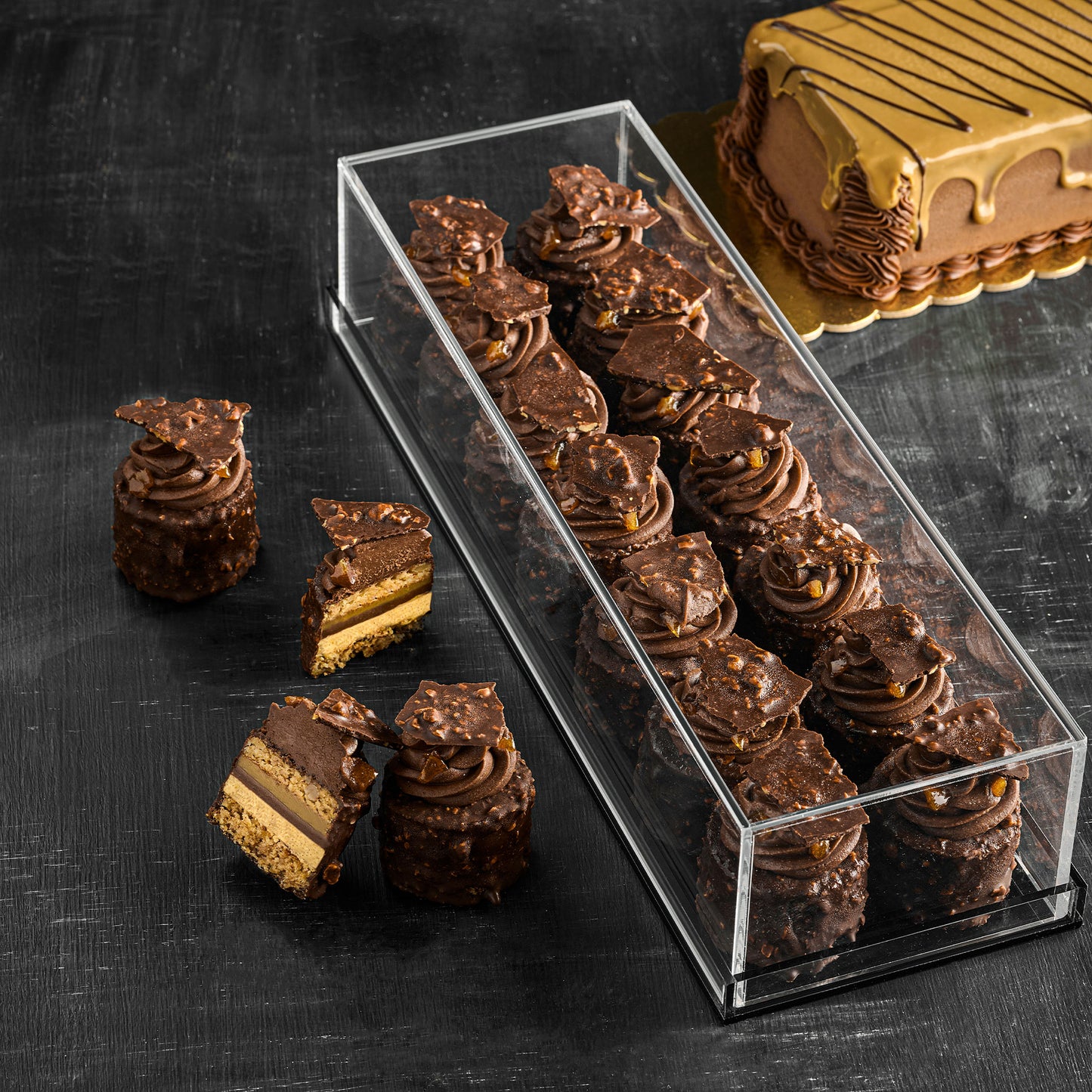 Original Caramel Log Petit Luxury Acrylic Cake Display Box