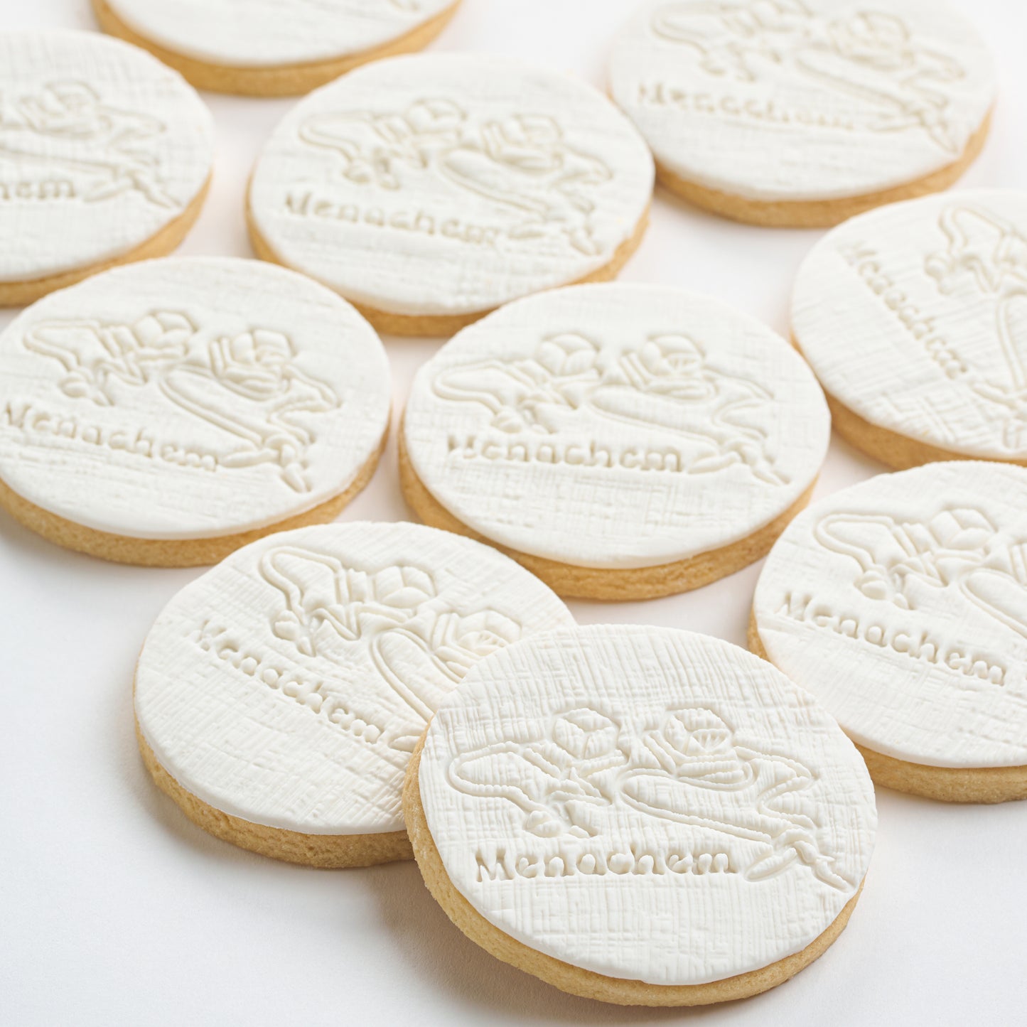 Personalized Embossed Linen Texture Tefillin Cookies (Style 131)