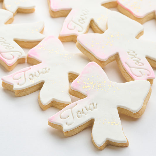 Personalized Watercolor Bow Cookies (Style 135)