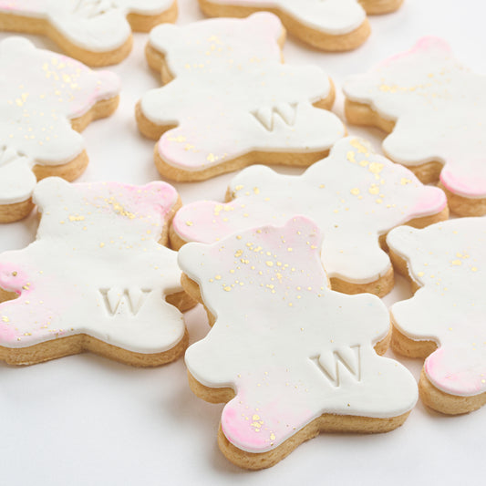 Personalized Watercolor Teddy Bear Cookies (Style 138)