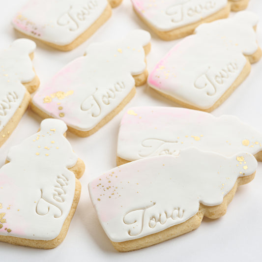 Personalized Watercolor Baby Bottle Cookies (Style 137)