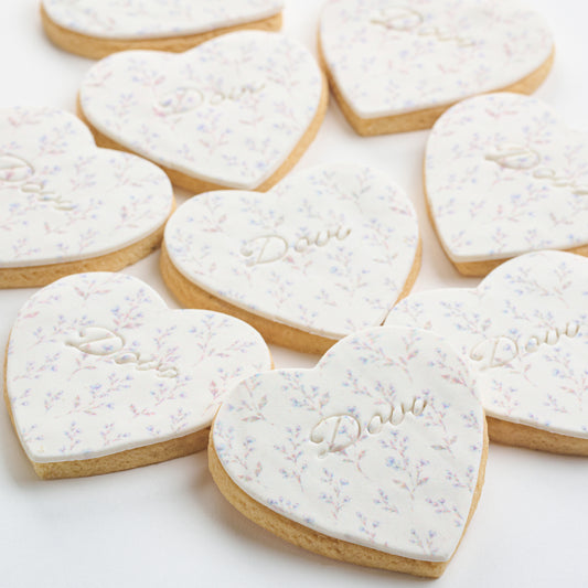 Personalized Floral Heart Boy Cookies (Style 144)