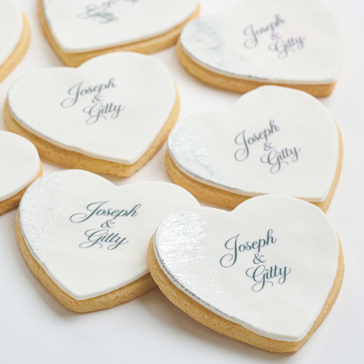 Personalized Hand Painted Silver Heart Cookies (Style 121)