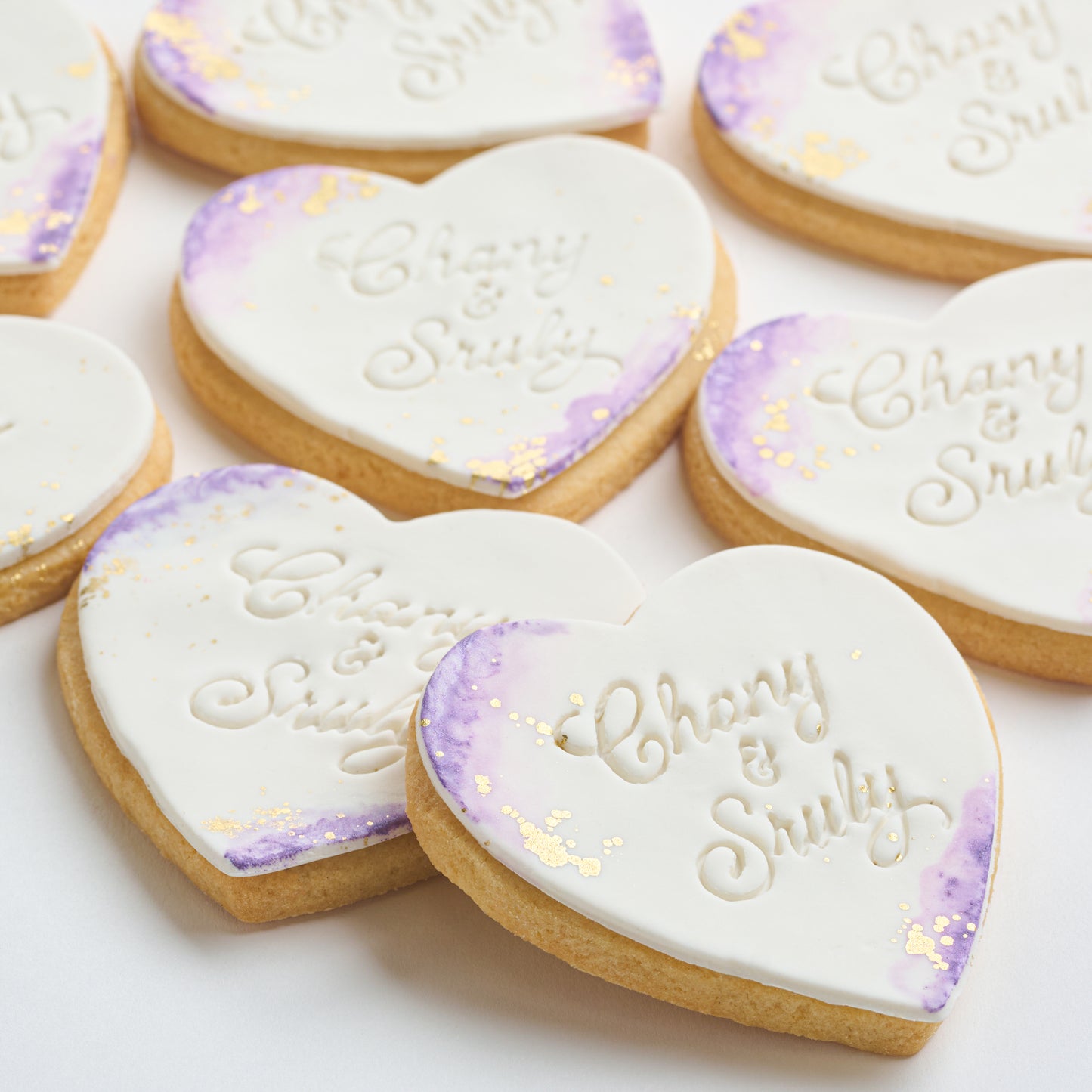 Personalized Watercolor Heart Cookies (Style 117)