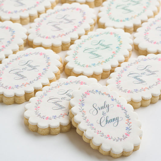 Personalized Floral Oval Cookies (Style 125)