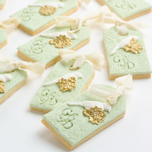 Personalized Tag With Ribbon And Bird Cookies (Style 119)